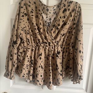 Leopard Print V-Neck Women's Top